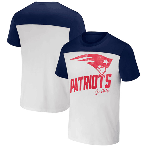Men's New England Patriots Cream/Navy x Darius Rucker Collection Colorblocked T-Shirt